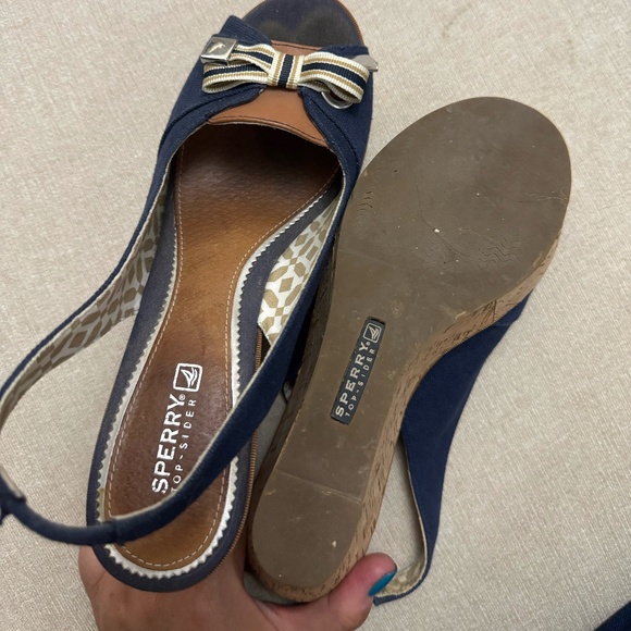 Sperry Top Sider Wedge Open Toe Heels Size 7.5 - Picture 3 of 5